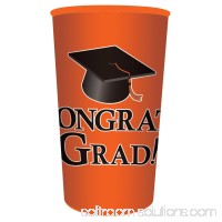 Club Pack of 20 Orange "Congrats Grad!" Plastic Drinking Graduation Party Souvenir Tumbler Cups 22 oz   